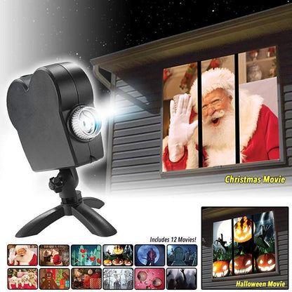 Christmas Halloween Laser Projector 12 Movies Disco Light Mini Window