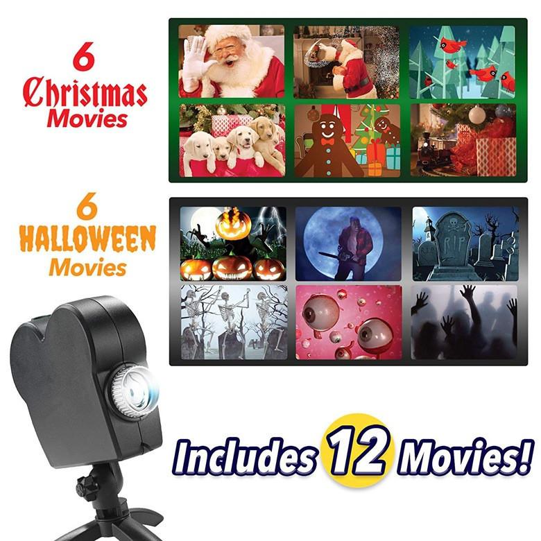 Christmas Halloween Laser Projector 12 Movies Disco Light Mini Window